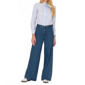 NEW SECULAR beckett wide leg jeans in classic wash - blue